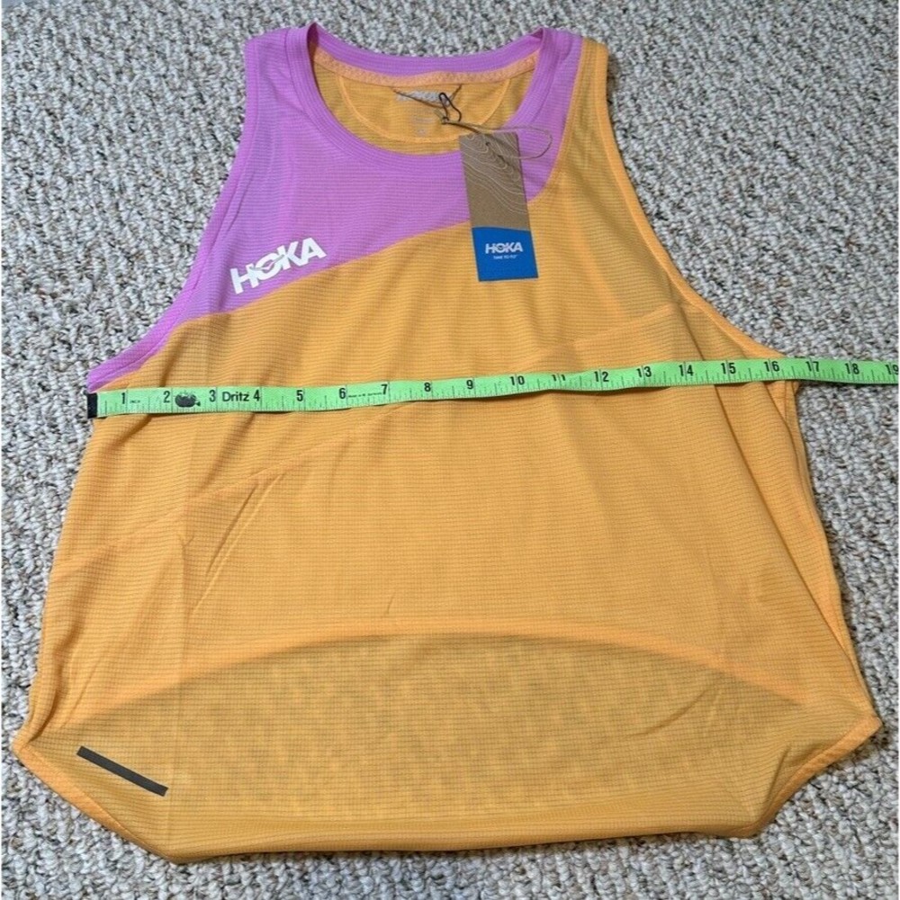 HOKA GLIDE TANK TOP WOMEN SIZE M ORANGE/ PURPLE SLIM FIT LIGHTWEIGHT RUNNER